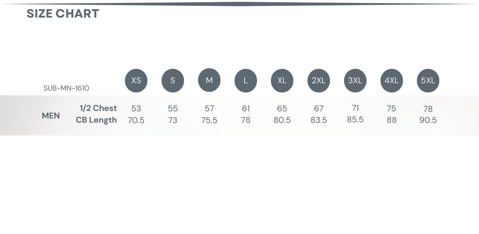 Sublimated Dress Shirt Size Chart