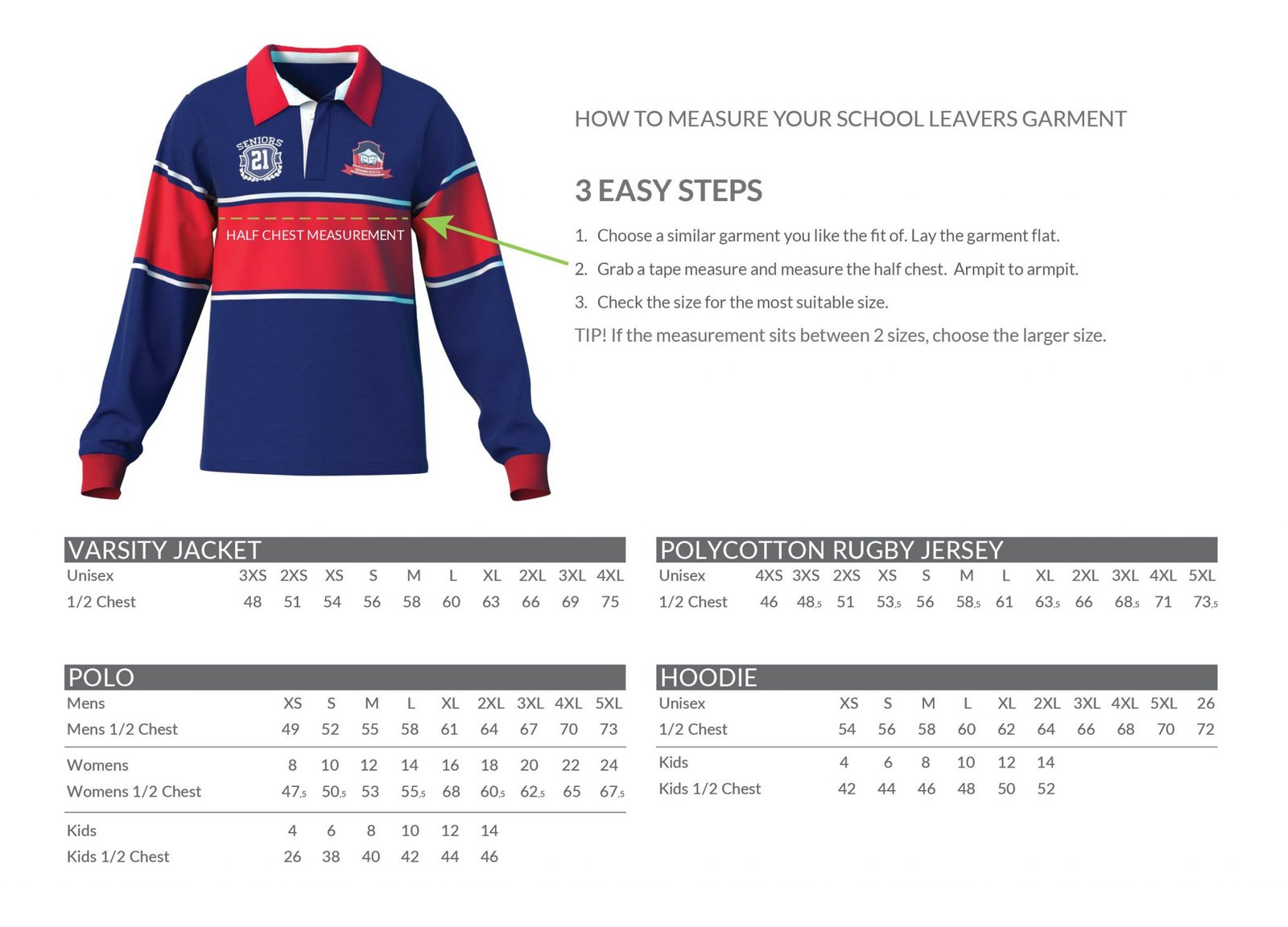 Garment Sizing Chart